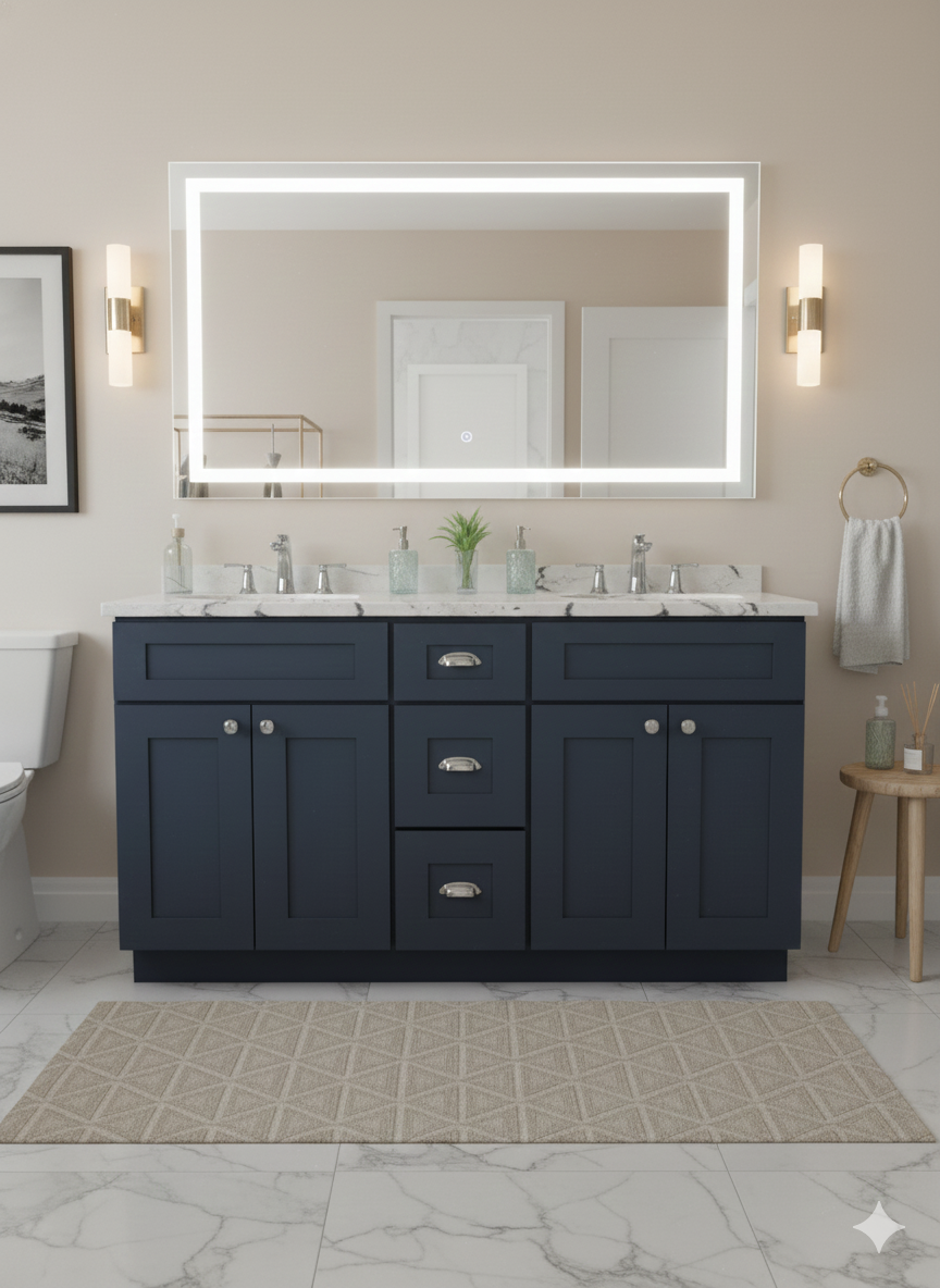Prior Creek Jackson 60" Shaker Vanity 60" Vanity JP Mathis LLC Naval Blue