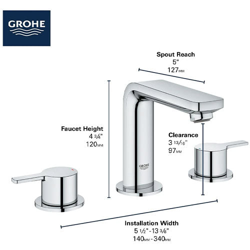 Grohe Lineare Widespread Bathroom Faucet in Chrome