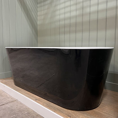 Prior Creek 67″ Large Oval Acrylic Freestanding Bathtub in Black Freestanding Tub Ningbo Waltmal Sanitary Wares Co., LTD