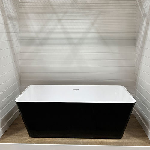 Prior Creek 67″ Large Rectangular Acrylic Freestanding Bathtub in Black
