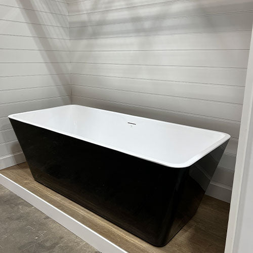 Prior Creek 67″ Large Rectangular Acrylic Freestanding Bathtub in Black