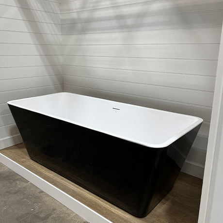 Prior Creek 67″ Large Rectangular Acrylic Freestanding Bathtub in Black Freestanding Tub Ningbo Waltmal Sanitary Wares Co., LTD