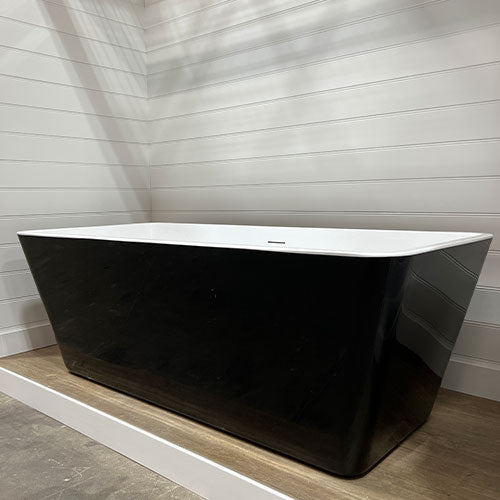 Prior Creek 67″ Large Rectangular Acrylic Freestanding Bathtub in Black