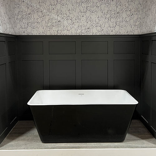 Prior Creek 59″ Small Rectangular Acrylic Freestanding Bathtub in Black