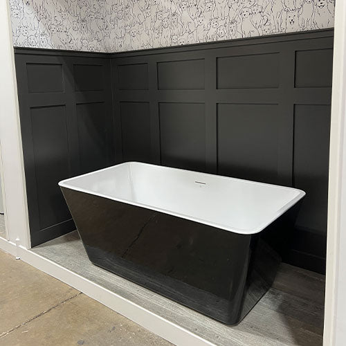 Prior Creek 59″ Small Rectangular Acrylic Freestanding Bathtub in Black
