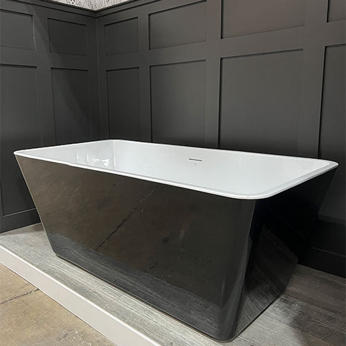 Prior Creek 59″ Small Rectangular Acrylic Freestanding Bathtub in Black