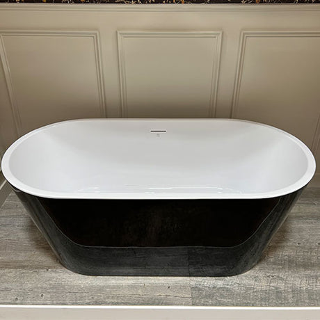 Prior Creek 59″ Small Oval Acrylic Freestanding Bathtub in Black Freestanding Tub Ningbo Waltmal Sanitary Wares Co., LTD