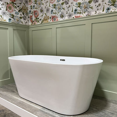 Prior Creek 59″ Small Oval Acrylic Freestanding Bathtub in White Freestanding Tub Ningbo Waltmal Sanitary Wares Co., LTD