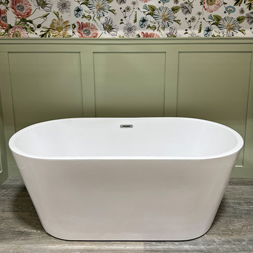 Prior Creek 59″ Small Oval Acrylic Freestanding Bathtub in White