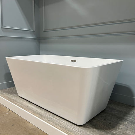 Prior Creek 59″ Small Rectangular Acrylic Freestanding Bathtub in White Freestanding Tub Ningbo Waltmal Sanitary Wares Co., LTD