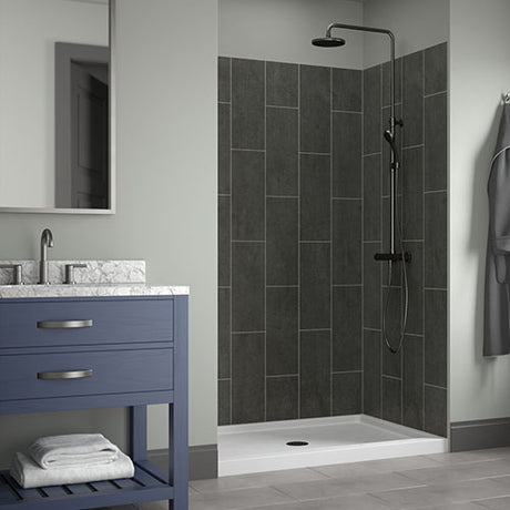 Craft + Main Jetcoat 5-Piece Easy-up Adhesive Alcove Shower Surround in White Subway Mosaic