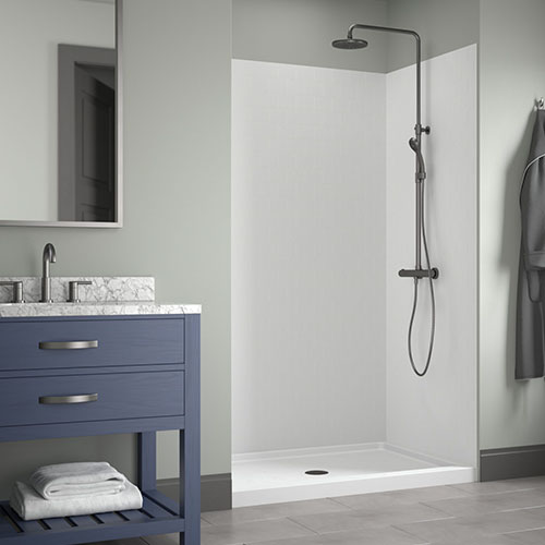 Craft + Main Jetcoat 5-Piece Easy-up Adhesive Alcove Shower Surround in White Subway Mosaic
