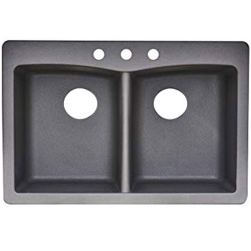 Blanco Merkur Silgranit Double Bowl Dual Mount Sink in Metallic Gray