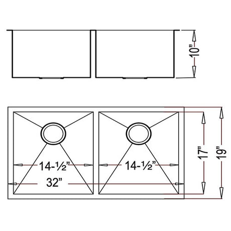 Bowie Double Radial 15g Sink Continental