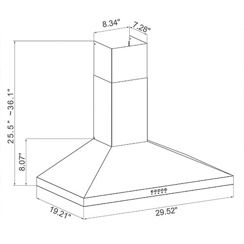 Prior Creek Black Brenton 30" Range Hood