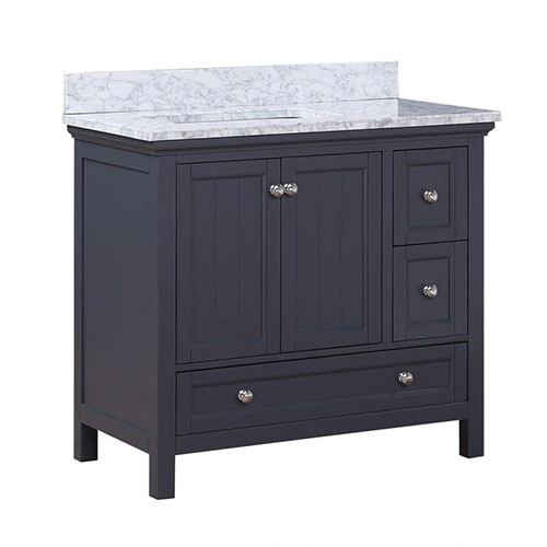 cunningham blue aurafina vanity with marble top