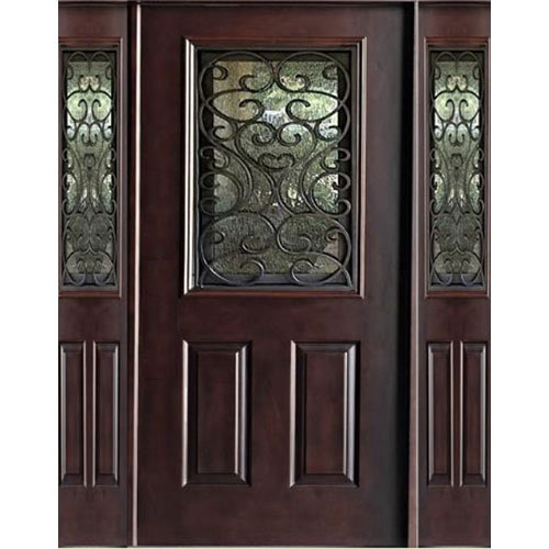 1/2 lite decorative exterior dark walnut marquis door