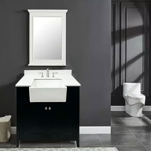 36" black wisteria vanity room scene grey bathroom