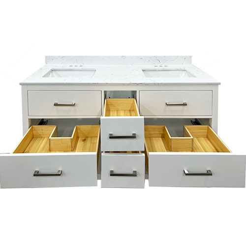 48" alinea white vanity open drawers
