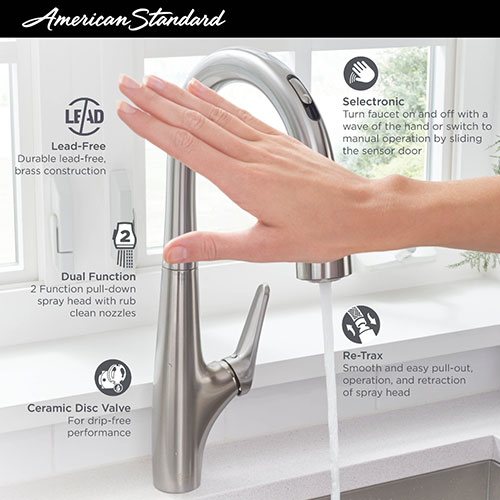american standard avery touchless kitchen faucet features