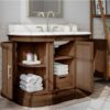 inside storage of light oak vanity